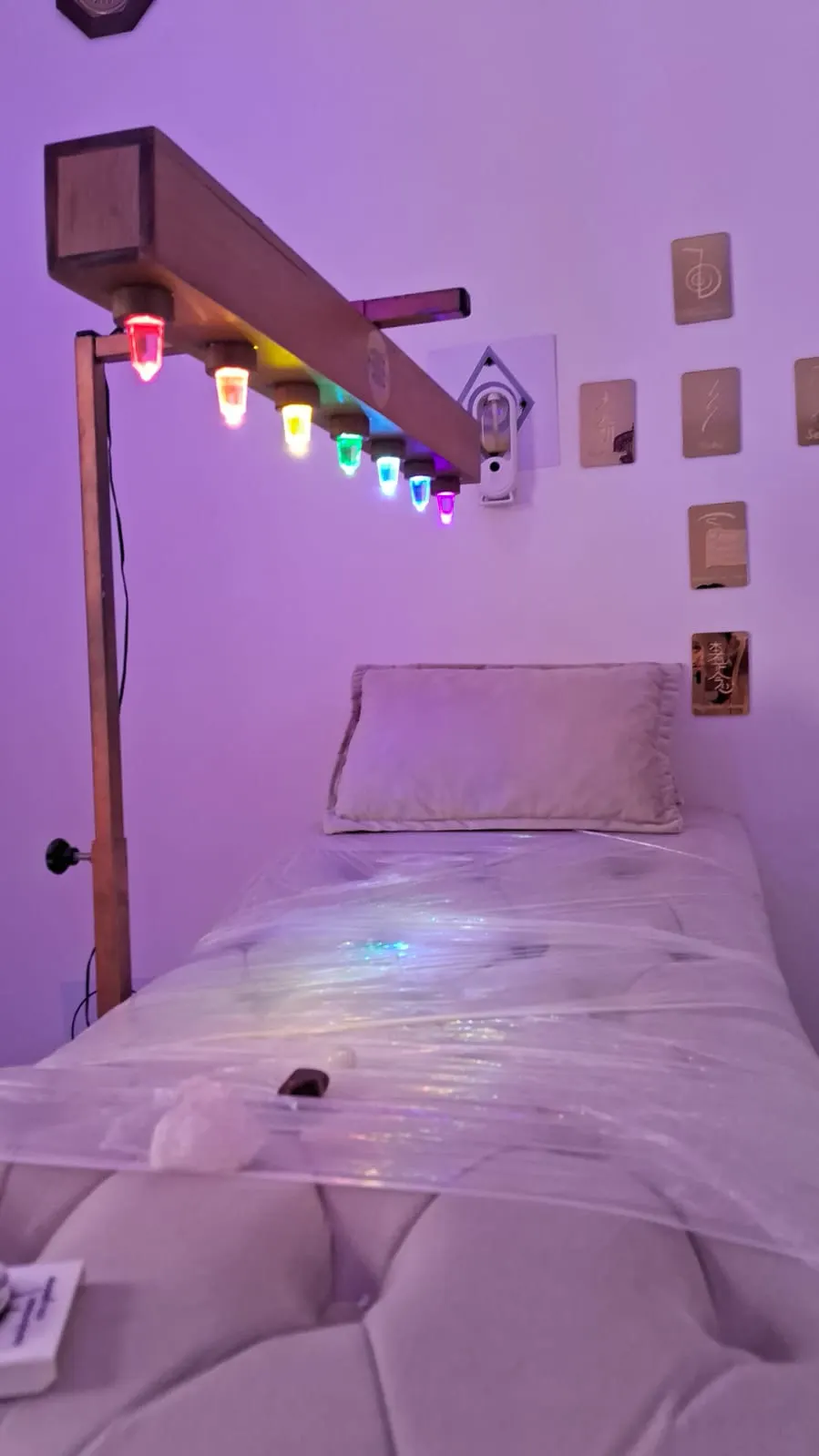 Maca com a régua de luz colorida acesa